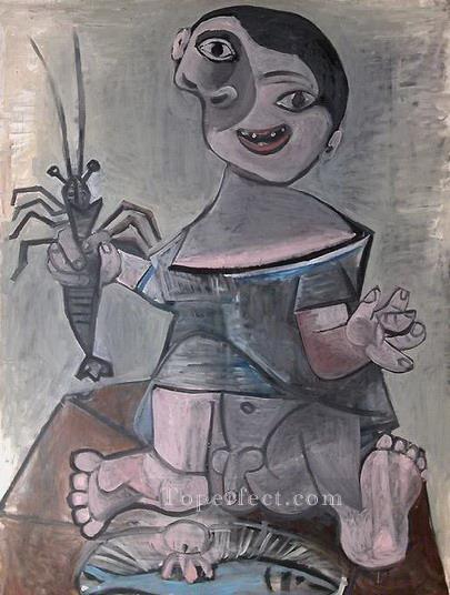 ロブスターを持つ少年 1941 年キュビズム パブロ・ピカソ油絵